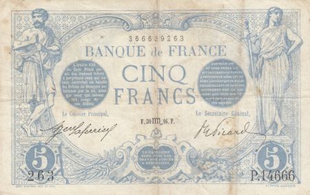 France 5 Francs Bleu - 30-08-1916 Série P.14666