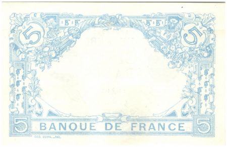 France 5 Francs Bleu - Déc 1916
