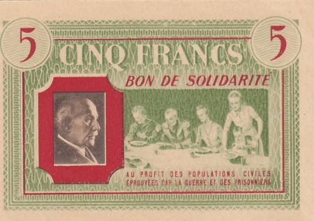 France 5 Francs Bon de Solidarité - Repas de Famille 1941-1942 - SUP