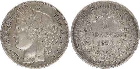 France 5 Francs Cèrès - 1850 K Bordeaux - Argent - TTB+