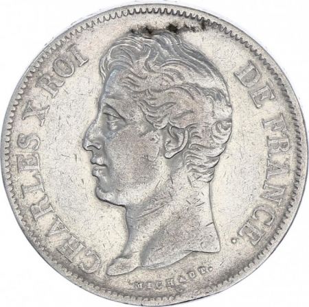 France 5 Francs Charles X - 2nd type - 1827 T Nantes