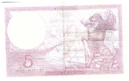 France 5 Francs Femme casquée modifiée - 24-08-1939 - Série C.61680 - F.04.07