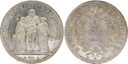 France 5 Francs Hercule - 1876 A Paris- Argent