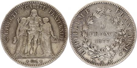 France 5 Francs Hercule - 1877 A Paris - Argent