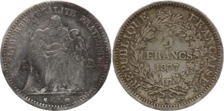 France 5 Francs Hercule - 1877 K Bordeaux - Argent