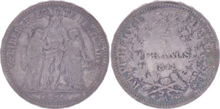 France 5 Francs Hercule - IIeme République - 1848 A Paris - TTB+