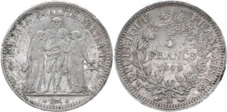 France 5 Francs Hercule - IIeme République - 1848 A Paris