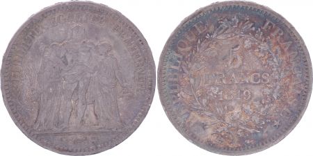 France 5 Francs Hercule - IIeme République - 1849 A Paris - TTB