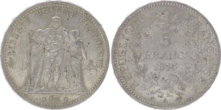 France 5 Francs Hercule - III e République - 1875 A Paris - Argent