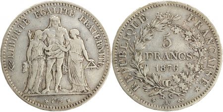 France 5 Francs Hercule - III e République 1876 K Bordeaux