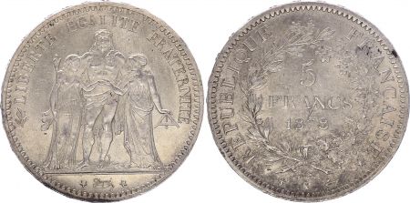 France 5 Francs Hercule - III e République 1878 K Bordeaux