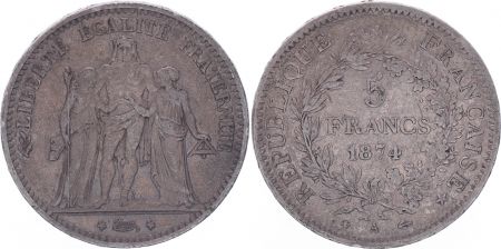 France 5 Francs Hercule - IIIeme République - 1874 A Paris - TB+