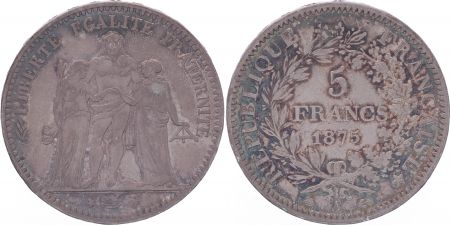 France 5 Francs Hercule - IIIeme République - 1875 A Paris - TB+