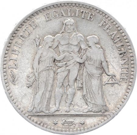 France 5 Francs Hercule - IIIeme République - 1876 K Bordeaux - TTB