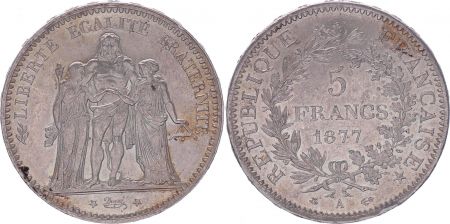 France 5 Francs Hercule - IIIeme République - 1877 A Paris - SUP