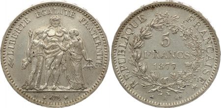 France 5 Francs Hercule - IIIeme République - 1877 A Paris - TTB
