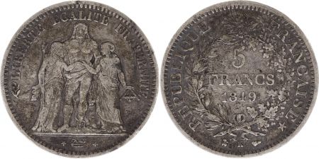 France 5 Francs Hercule Argent 1849 K Bordeaux