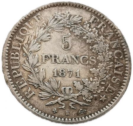 France 5 Francs Hercule France 1871 K Bordeaux - Gouv. Défense Nationale