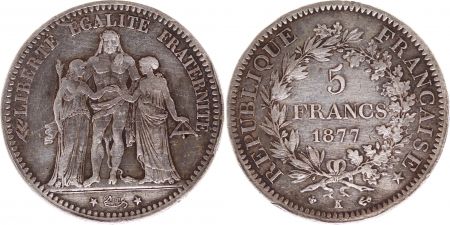 France 5 Francs Hercule III e République - 1877 K Bordeaux