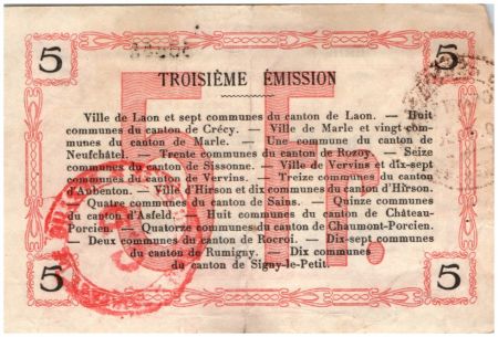 France 5 Francs Hirson Bon Régional - 1917