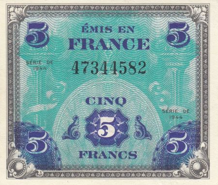 France 5 Francs Impr. américaine (drapeau) - 1944 - P.NEUF