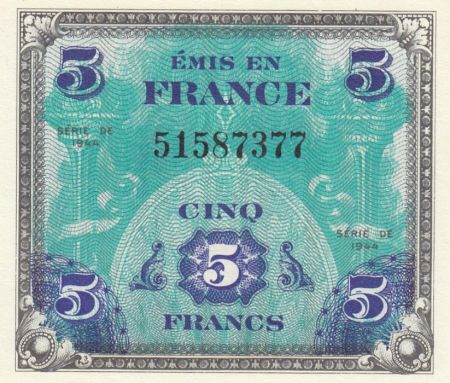 France 5 Francs Impr. américaine (drapeau) - 1944