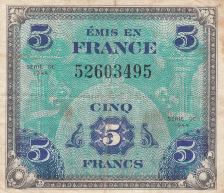 France 5 Francs Impr. américaine (drapeau) - 1944 sans série 52603495