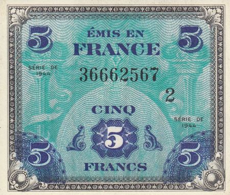 France 5 Francs Impr. américaine (drapeau) - 1944 série 2 36662567