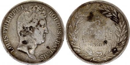 France 5 Francs Louis-Philippe 1830 A Paris  Argent - en relief