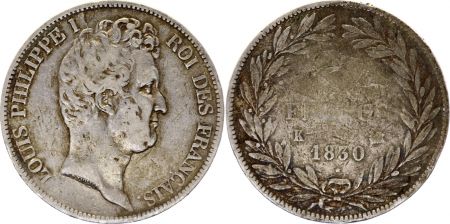 France 5 Francs Louis-Philippe 1830 K Bordeaux Argent - en creux