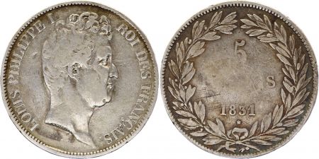 France 5 Francs Louis-Philippe 1831 Argent - en creux