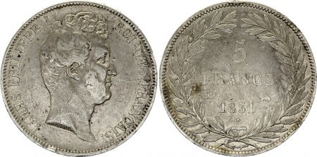 France 5 Francs Louis-Philippe 1831 B Rouen Argent - en creux - Argent