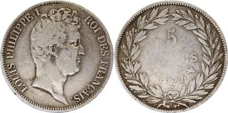 France 5 Francs Louis-Philippe 1831 B Rouen Argent - en creux