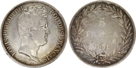 France 5 Francs Louis-Philippe 1831 M Toulouse Argent - en creux - B
