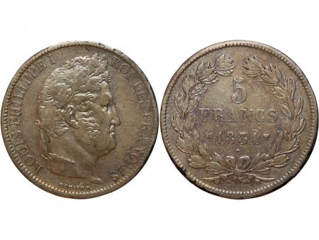 France 5 Francs Louis Philippe 1831 Ma Marseille Tête Laurée Tranche En Creux