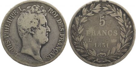 France 5 Francs Louis-Philippe 1er - 1831 L Bayonne