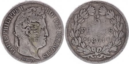 France 5 Francs Louis-Philippe 1er - 1831 M Toulouse Rare