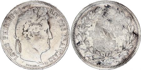 France 5 Francs Louis-Philippe 1er - 1832 MA Marseille - Argent - Tranche en relief