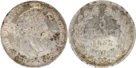 France 5 Francs Louis-Philippe 1er - 1832 W Lille Argent