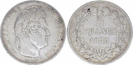 France 5 Francs Louis-Philippe 1er - 1833 B Rouen