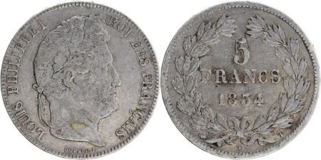 France 5 Francs Louis-Philippe 1er - 1834 T Nantes