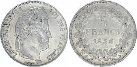 France 5 Francs Louis-Philippe 1er - 1836 B Rouen