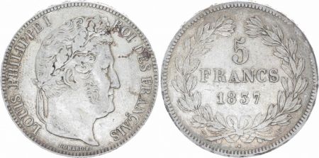 France 5 Francs Louis-Philippe 1er - 1837 W Lille