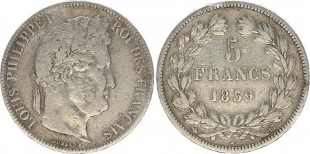 France 5 Francs Louis-Philippe 1er - 1839 BB Strasbourg