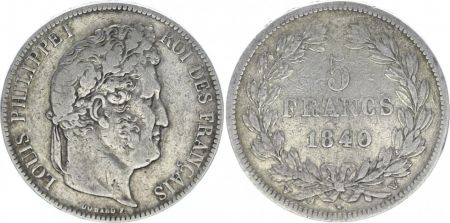 France 5 Francs Louis-Philippe 1er - 1840 W Lille