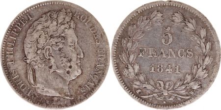 France 5 Francs Louis-Philippe 1er - 1841 W Lille
