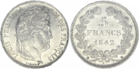 France 5 Francs Louis-Philippe 1er - 1842 BB Strasbourg