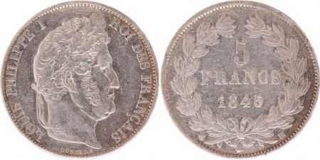 France 5 Francs Louis-Philippe 1er - 1845 BB Strasbourg