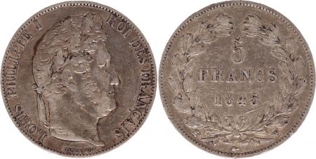 France 5 Francs Louis-Philippe 1er - 1845 W Lille