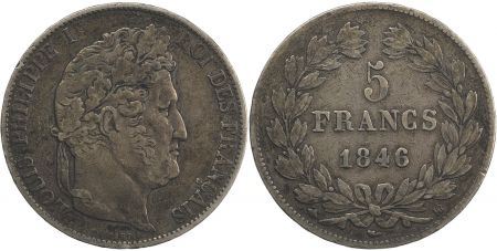 France 5 Francs Louis-Philippe 1er - 1846 BB strasbourg